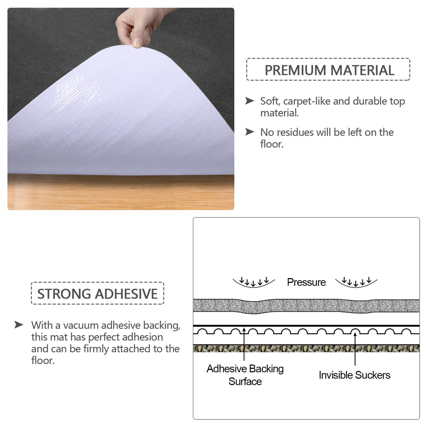 36X48" Office Home Desk Chair Mat Tile Hard Floor Protector Carpet Self-Adhesive