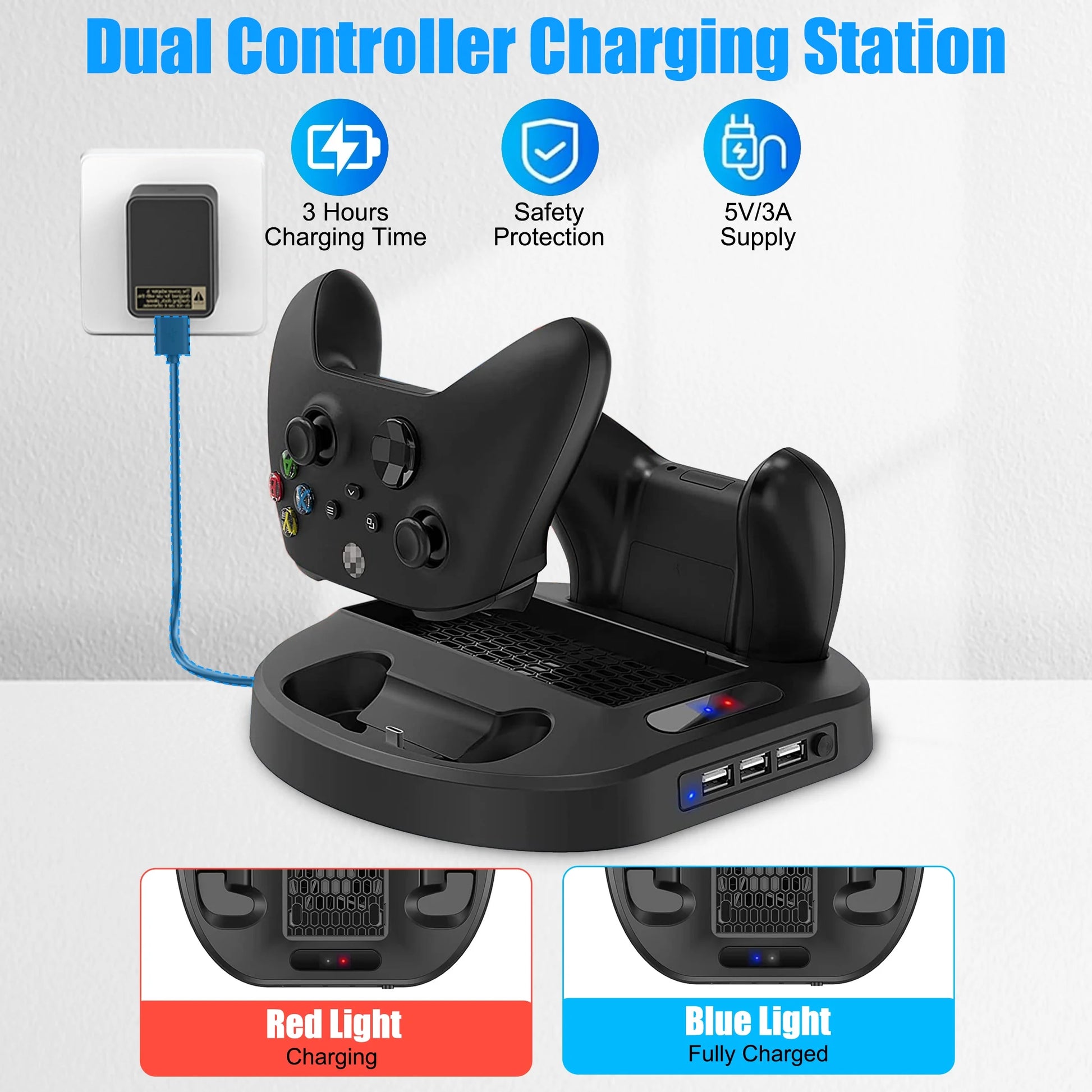 Cooling Fan Stand Fit for Xbox Series S,  Charging Station Fit for Xbox Series S/X Controller with 3 USB Ports, LED Indicator, Vertical Stand for Xbox Series S Accessories