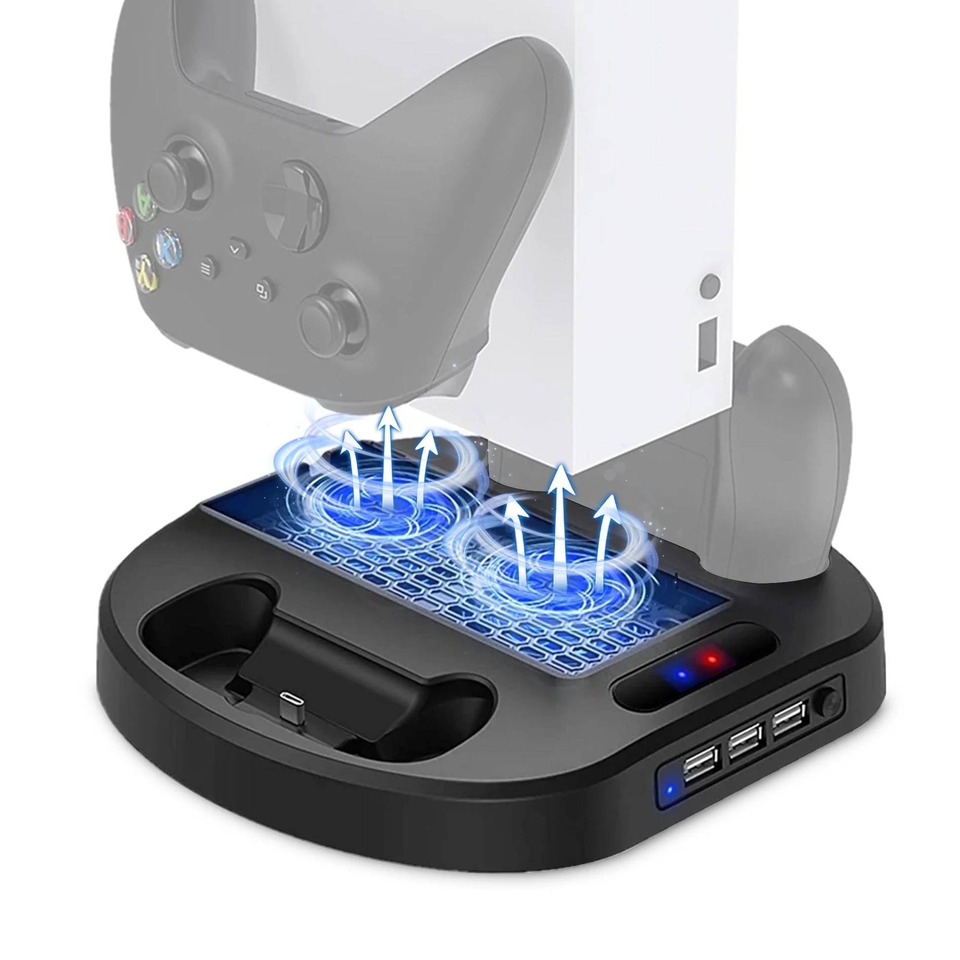 Cooling Fan Stand Fit for Xbox Series S,  Charging Station Fit for Xbox Series S/X Controller with 3 USB Ports, LED Indicator, Vertical Stand for Xbox Series S Accessories