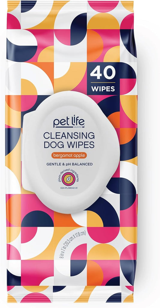 PL360 Dog Grooming Wipes for Cleansing & Deodorizing | Pet Wipes for Dogs, Cats, Puppies & Kittens | Mandarin Scent | Eco Friendly, Natural and Safe Ingredients | 40 Count