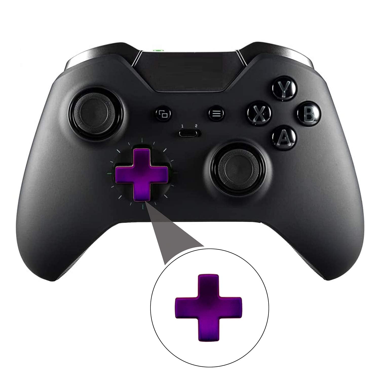 4 Pcs Trigger Paddles and 2 Interchangeable D-Pads Metal Stainless Steel Replacement Parts for Elite Series 2 and Xbox One Elite Controllers（Purple）