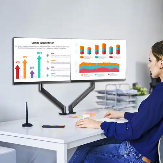 Monitor Mount Dual Adjustable for 13-35 In. Screen Computer Monitor Arm Desk Mount Holds 26.4 Lbs.
