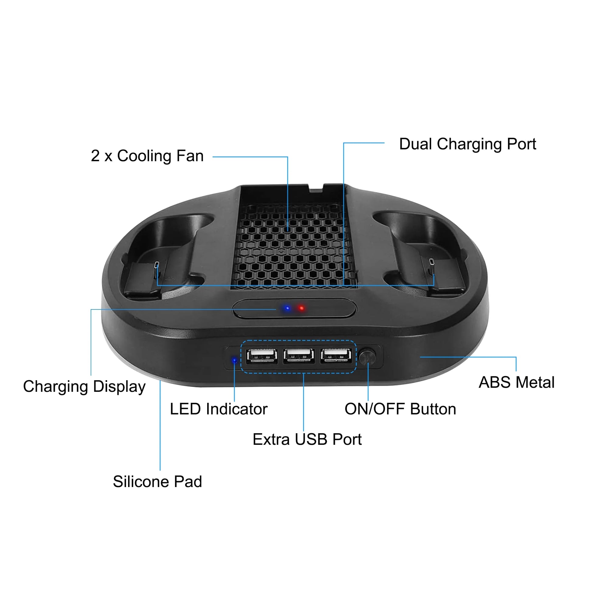 Cooling Fan Stand Fit for Xbox Series S,  Charging Station Fit for Xbox Series S/X Controller with 3 USB Ports, LED Indicator, Vertical Stand for Xbox Series S Accessories