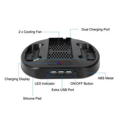 Cooling Fan Stand Fit for Xbox Series S,  Charging Station Fit for Xbox Series S/X Controller with 3 USB Ports, LED Indicator, Vertical Stand for Xbox Series S Accessories