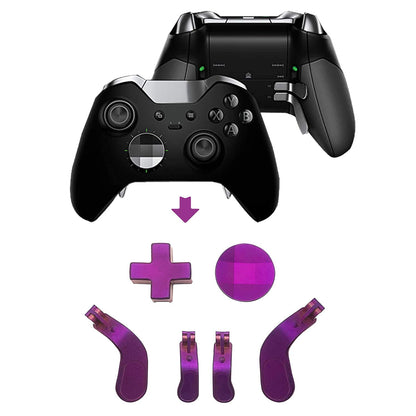 4 Pcs Trigger Paddles and 2 Interchangeable D-Pads Metal Stainless Steel Replacement Parts for Elite Series 2 and Xbox One Elite Controllers（Purple）