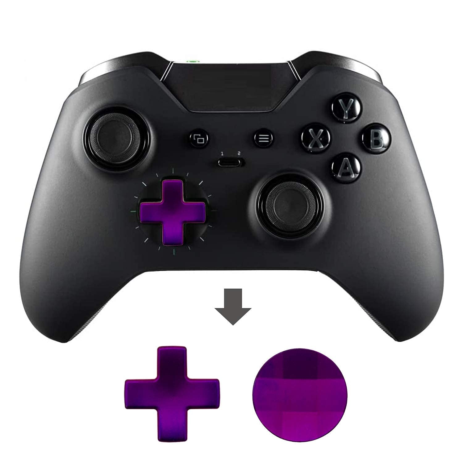 4 Pcs Trigger Paddles and 2 Interchangeable D-Pads Metal Stainless Steel Replacement Parts for Elite Series 2 and Xbox One Elite Controllers（Purple）