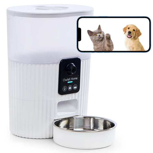 1080P Home Smart Pet Feeder with Wi-Fi Auto Night Vision Camera, White
