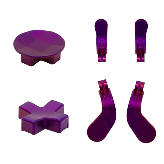 4 Pcs Trigger Paddles and 2 Interchangeable D-Pads Metal Stainless Steel Replacement Parts for Elite Series 2 and Xbox One Elite Controllers（Purple）