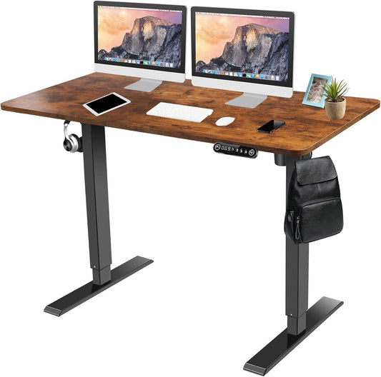 Electric Standing Desk 48 X 24 Inches, Adjustable Height Computer Desk, Ergonomic Sit Stand Home Office Desk, Four Preset Heights, Current Protection Function, 27''-45'' Lifting Range Stand up Desk