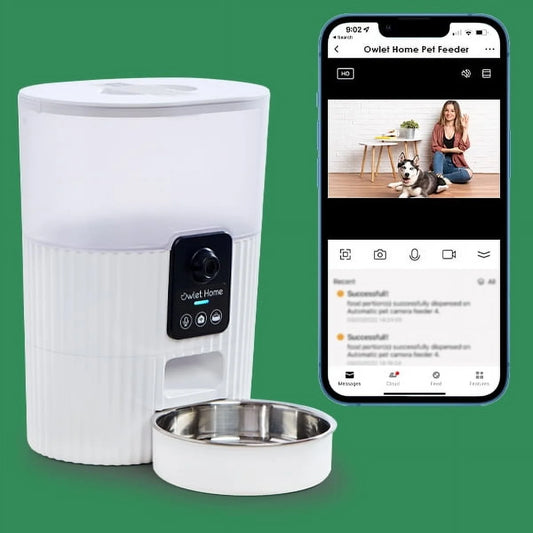 1080P Home Smart Pet Feeder with Wi-Fi Auto Night Vision Camera, White